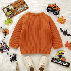 Jersey de punto con calabaza de Halloween para bebés y niños