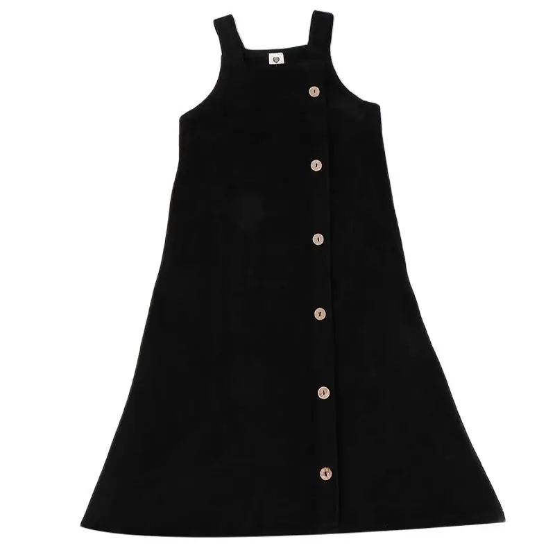 Vestido de tirantes largo terciopelo negro niña – Otoño invierno