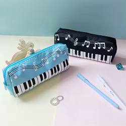 Estuche escolar de tela Oxford para lápices – Motivo musical
