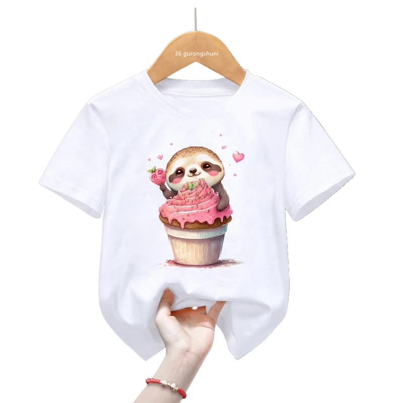 Camiseta infantil verano con sloths y helado – Estilo kawaii - imagen 3