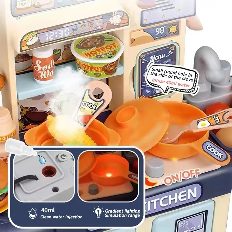 Cocina de juguete con luz y sonidos, set infantil de hogar montable - imagen 5