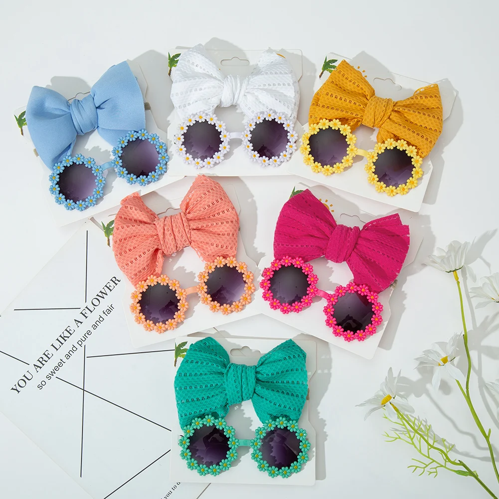 Margarita gafas de sol bebé con diadema lazo y bandas elásticas - imagen 4