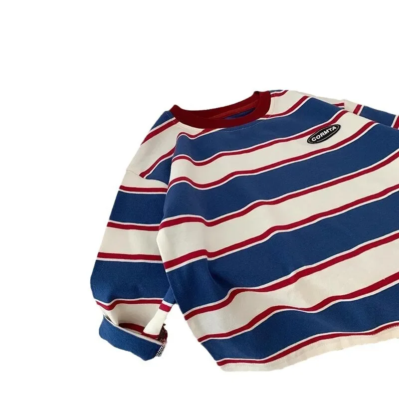 Camiseta manga larga a rayas retro de algodón para niños - imagen 5