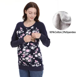Sudadera de lactancia premamá floral otoño – algodón holgado