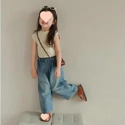 Pantalones vaqueros holgados para niña con cintura elástica