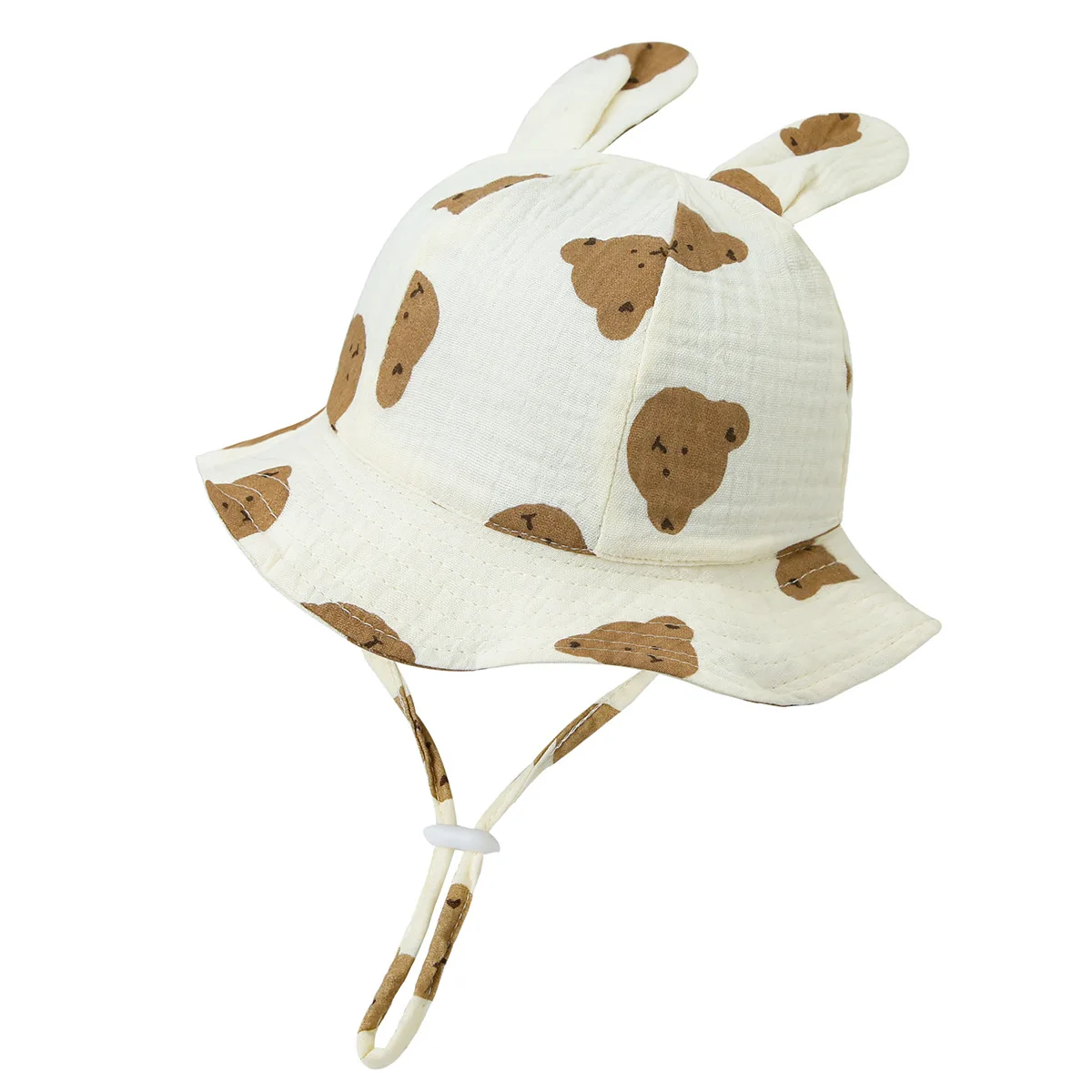 Sombrero bebé algodón con orejas de conejo y protección solar - imagen 4