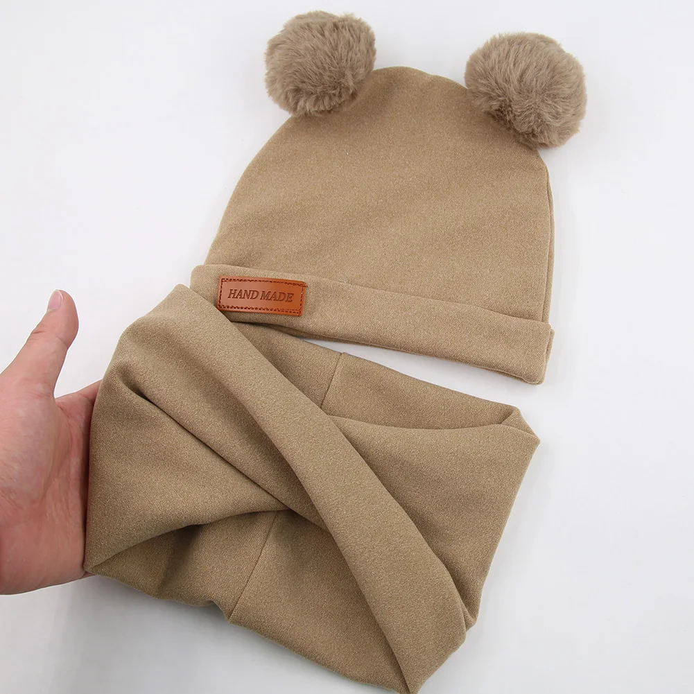 Gorro turbante con bufanda y pompón de cachemira para bebé - imagen 5