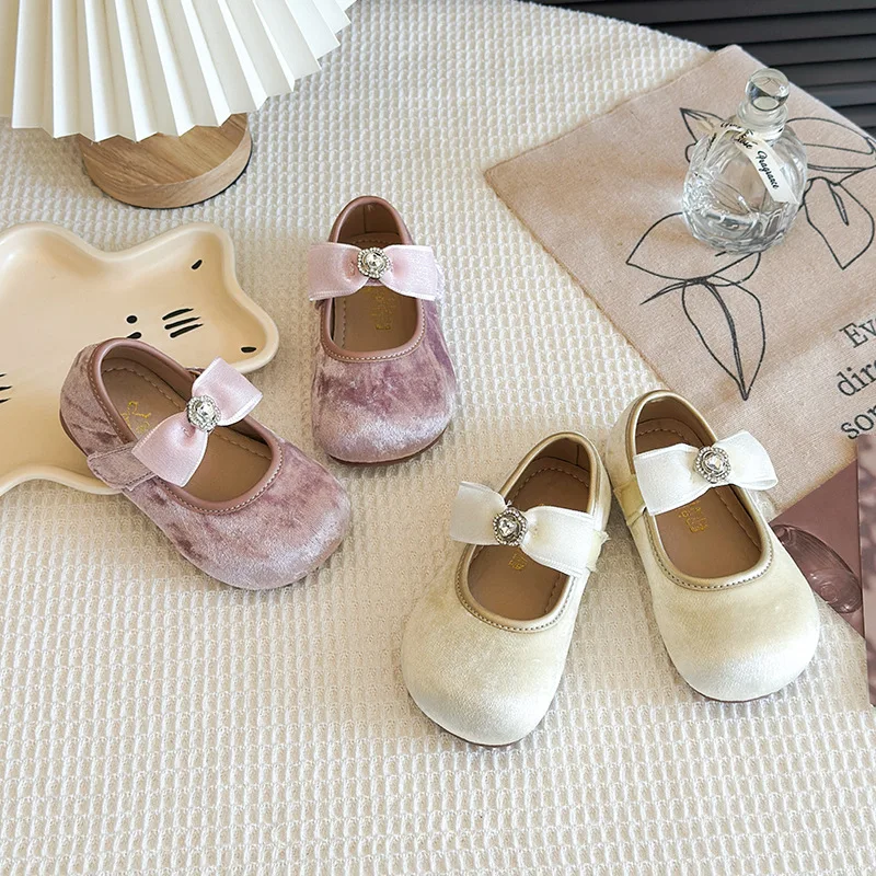 Zapatos de cuero para niña antideslizantes con lazo – Fiesta primavera