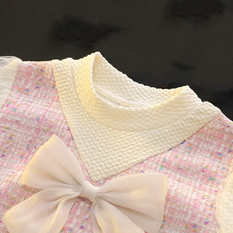 Vestido de princessa para niña - Manga larga con cuadros de primavera - imagen 4