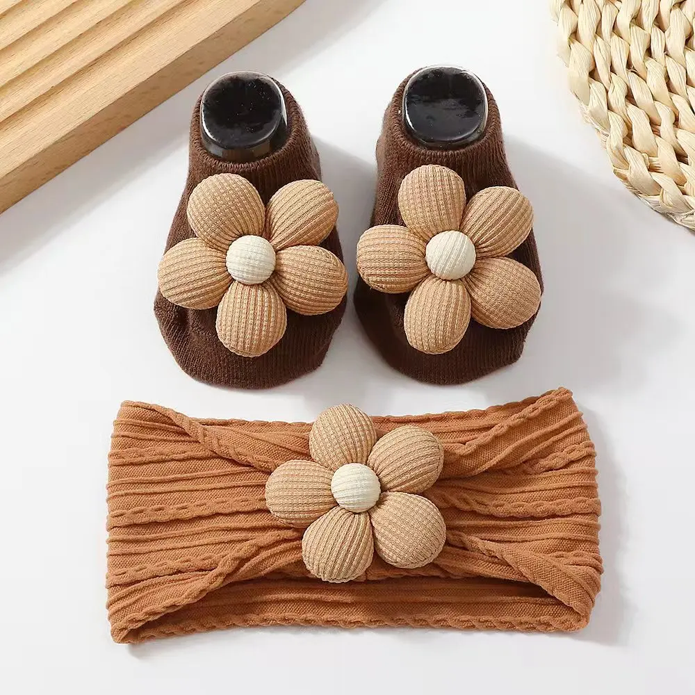 Calcetines bebé con diadema floral 3D para recién nacido - imagen 5