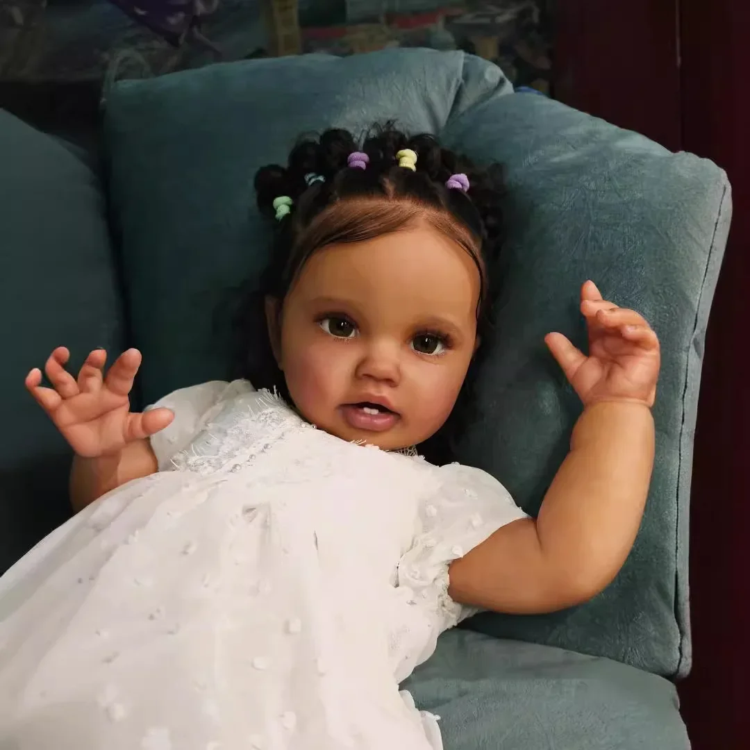 Muñeca reborn NPK de piel 3D marrón oscuro, tacto suave realista - imagen 5