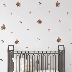Pegatinas pared infantiles con erizos y setas – Acuarela bohemia