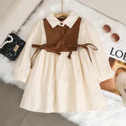 Vestido infantil para niña con lazo – Ideal primavera y otoño, estilo princesita