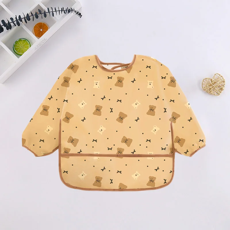 Baberos de manga larga para bebé con delantal impermeable y diseño infantil