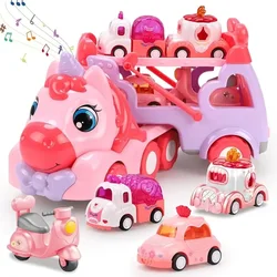 Coche de juguete con música y luz unicornio para niños
