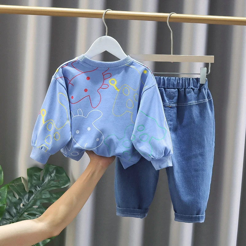 Conjunto de bebé de primavera y otoño con camiseta y pantalón - imagen 2