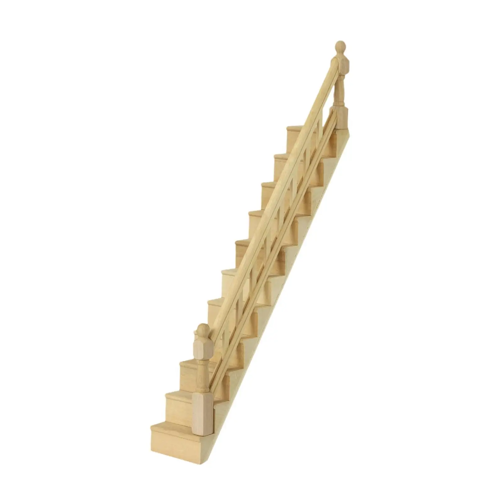 Escalera para casa de muñecas con pasamanos en madera - imagen 2