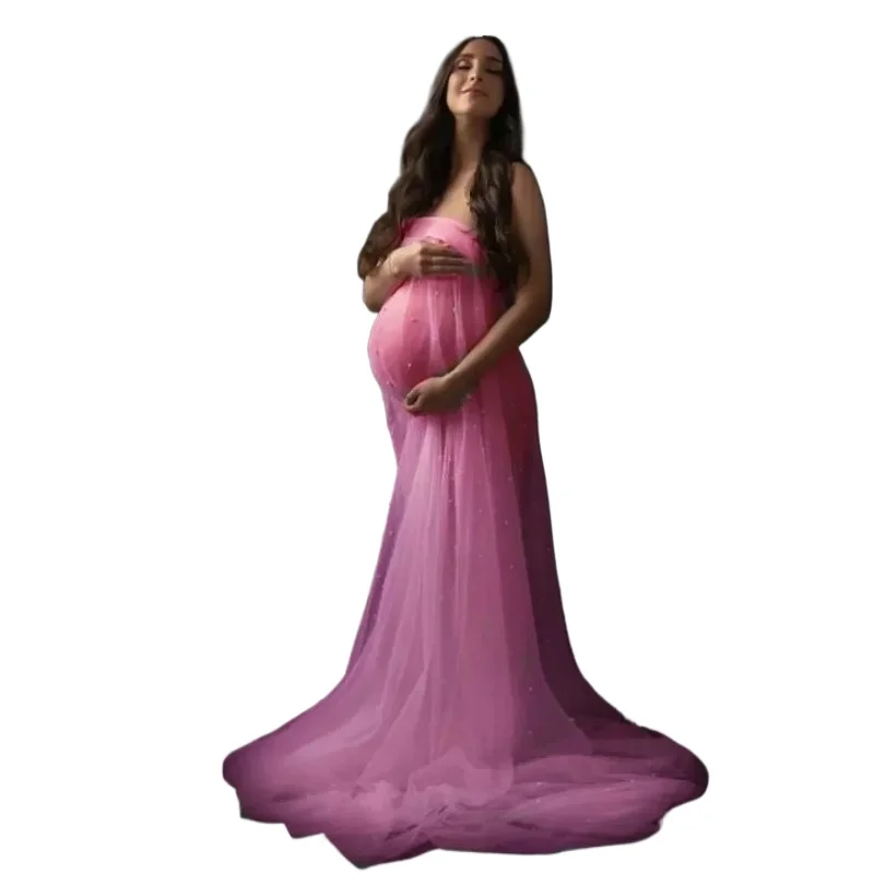 Vestido de maternidad sin tirantes tul para fotos - imagen 4
