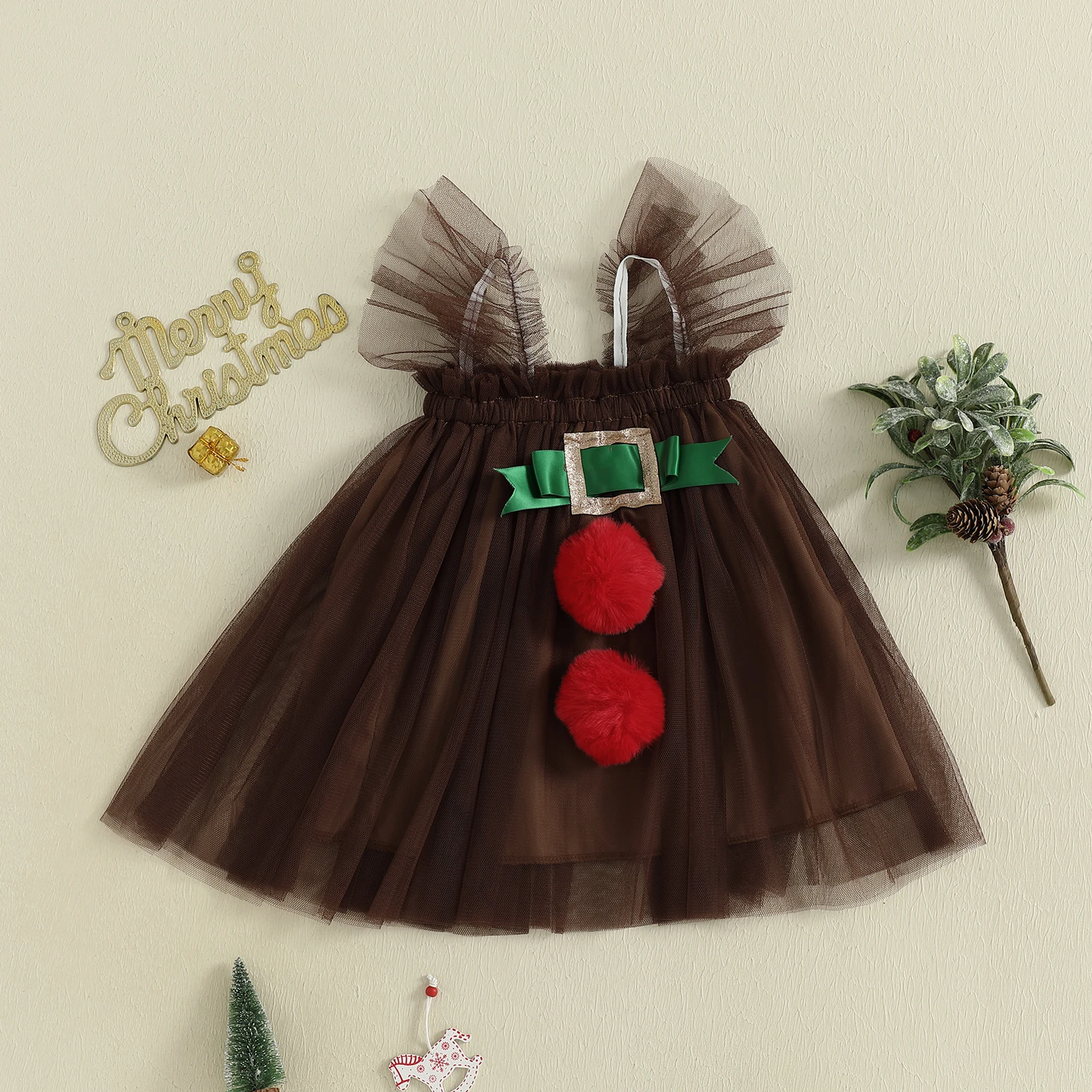 Tregren vestido navideño de tul con falda princesa para niñas - imagen 4