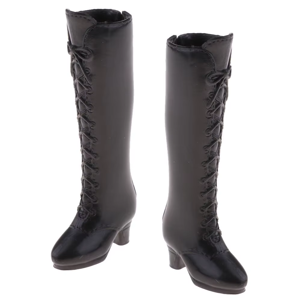 Botas negras con abertura trasera para muñecas 1/6