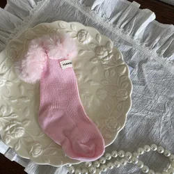 Calcetines peludos de algodón con encaje para otoño e invierno