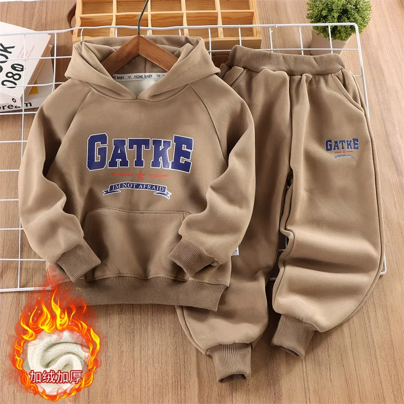 Conjunto de invierno para niños de lana con sudadera y capucha - imagen 4