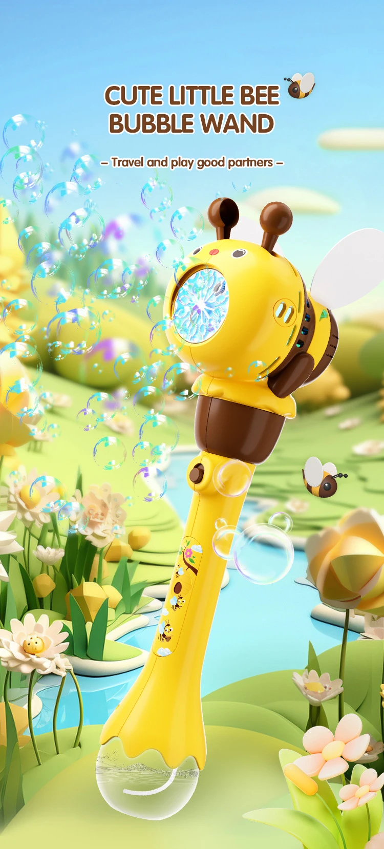 Máquina sopladora de burbujas con forma de abeja
