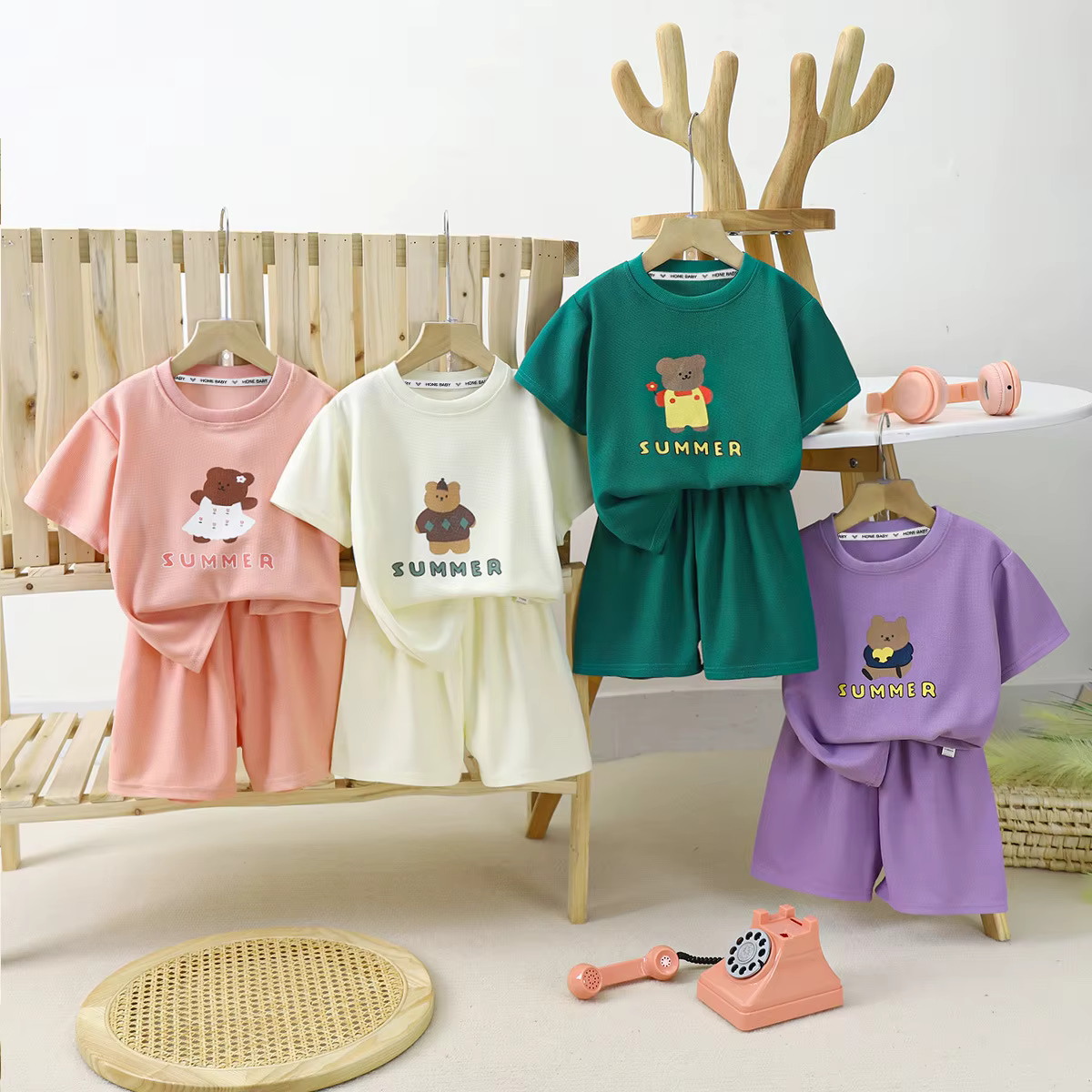 Conjunto bebé de algodón – Camiseta y short para verano - imagen 3