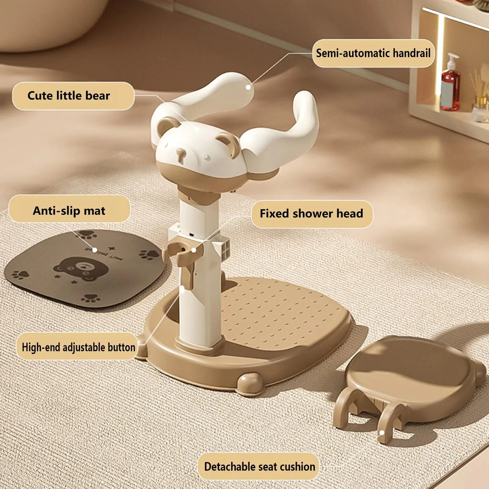 Soporte de bañera infantil antideslizante ajustable en altura seguro - imagen 2