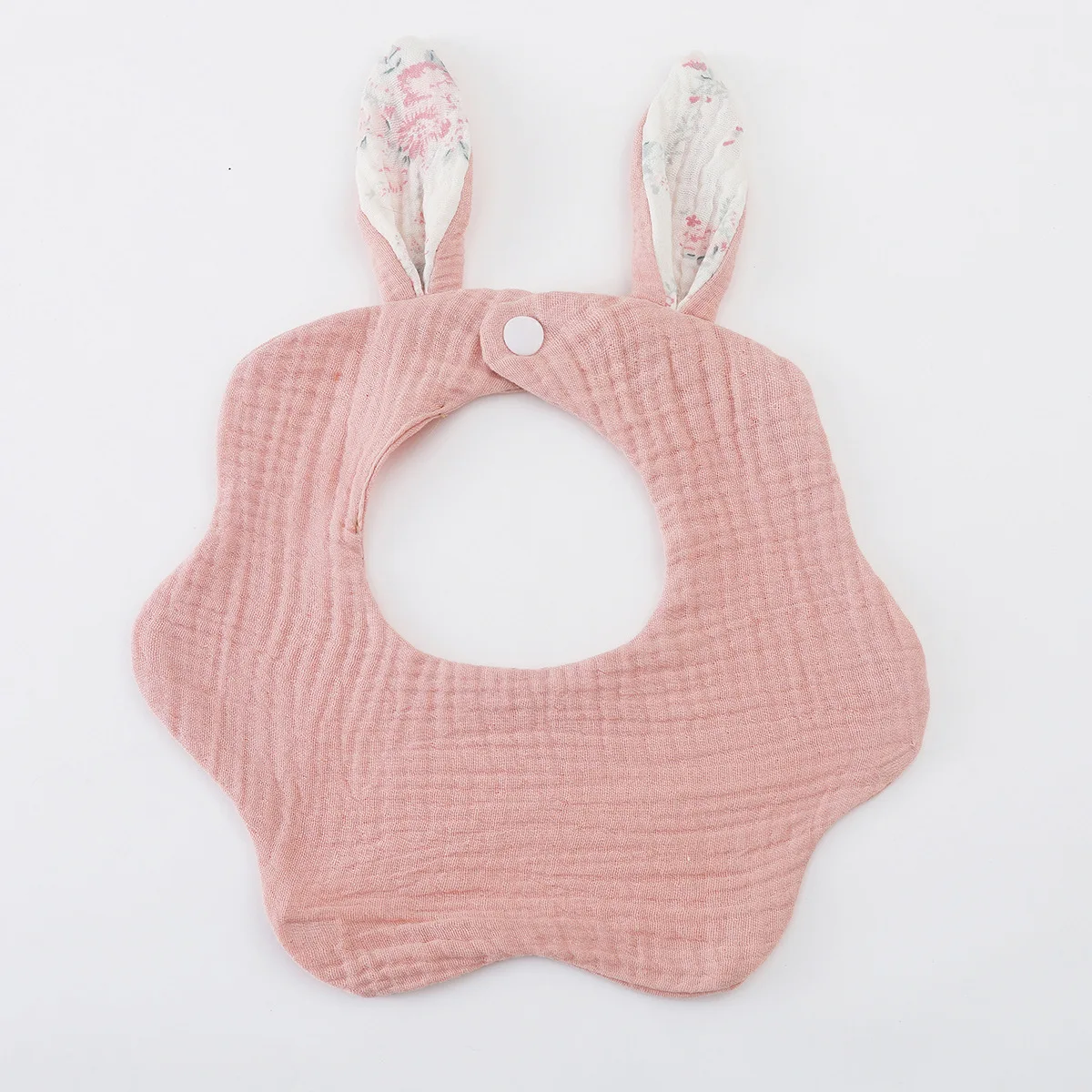 Baberos para bebe: gasa algodon con orejas conejo y borde ondulado - imagen 2