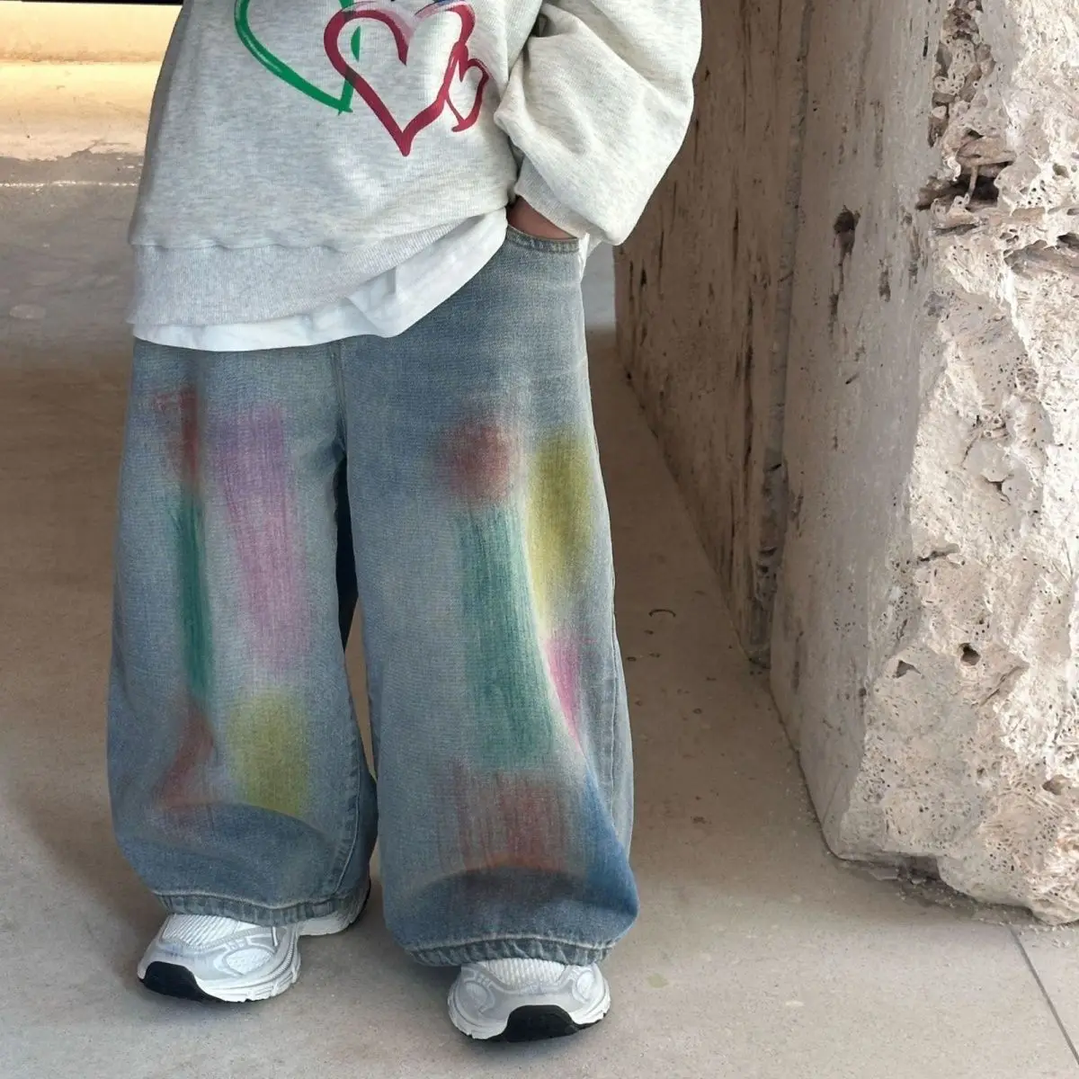 Pantalones vaqueros de niño de algodón mixto corte holgado - imagen 4