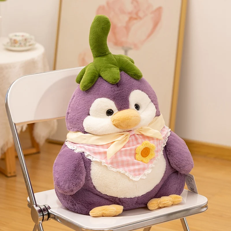 Peluche de pingüino tierno morado en forma de berenjena - imagen 4
