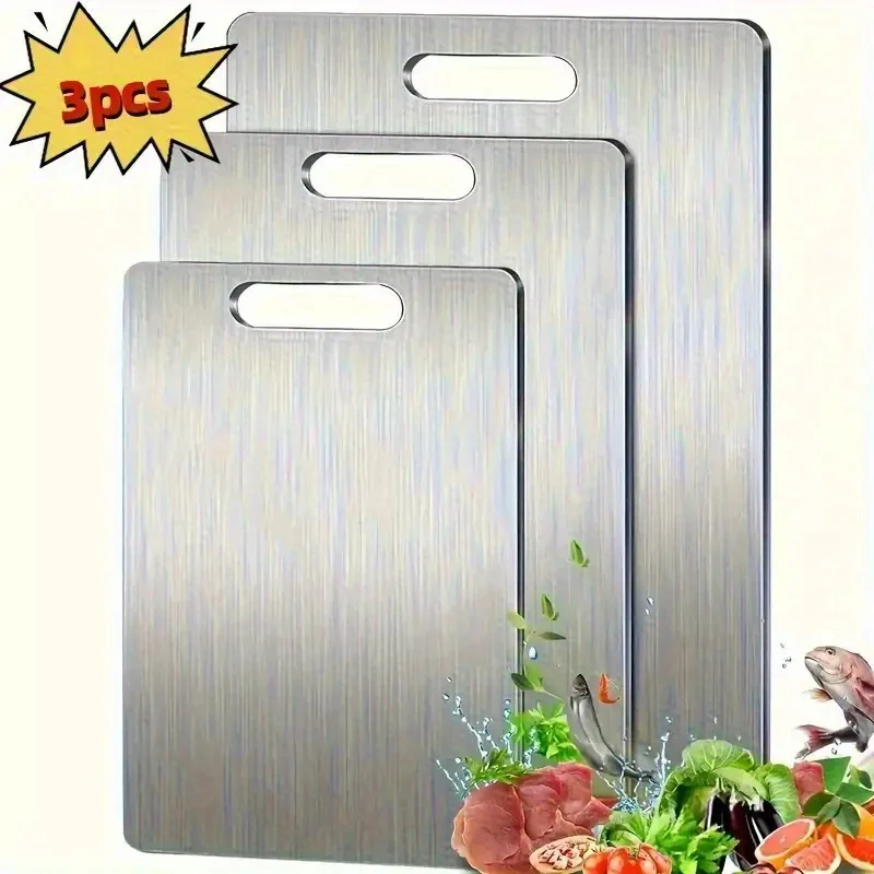 Juego de tablas de cortar de acero inoxidable de doble cara