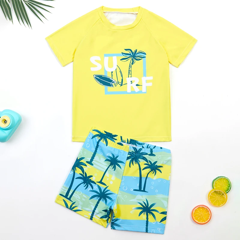 Traje de baño niña manga corta estampado dibujos con protección solar