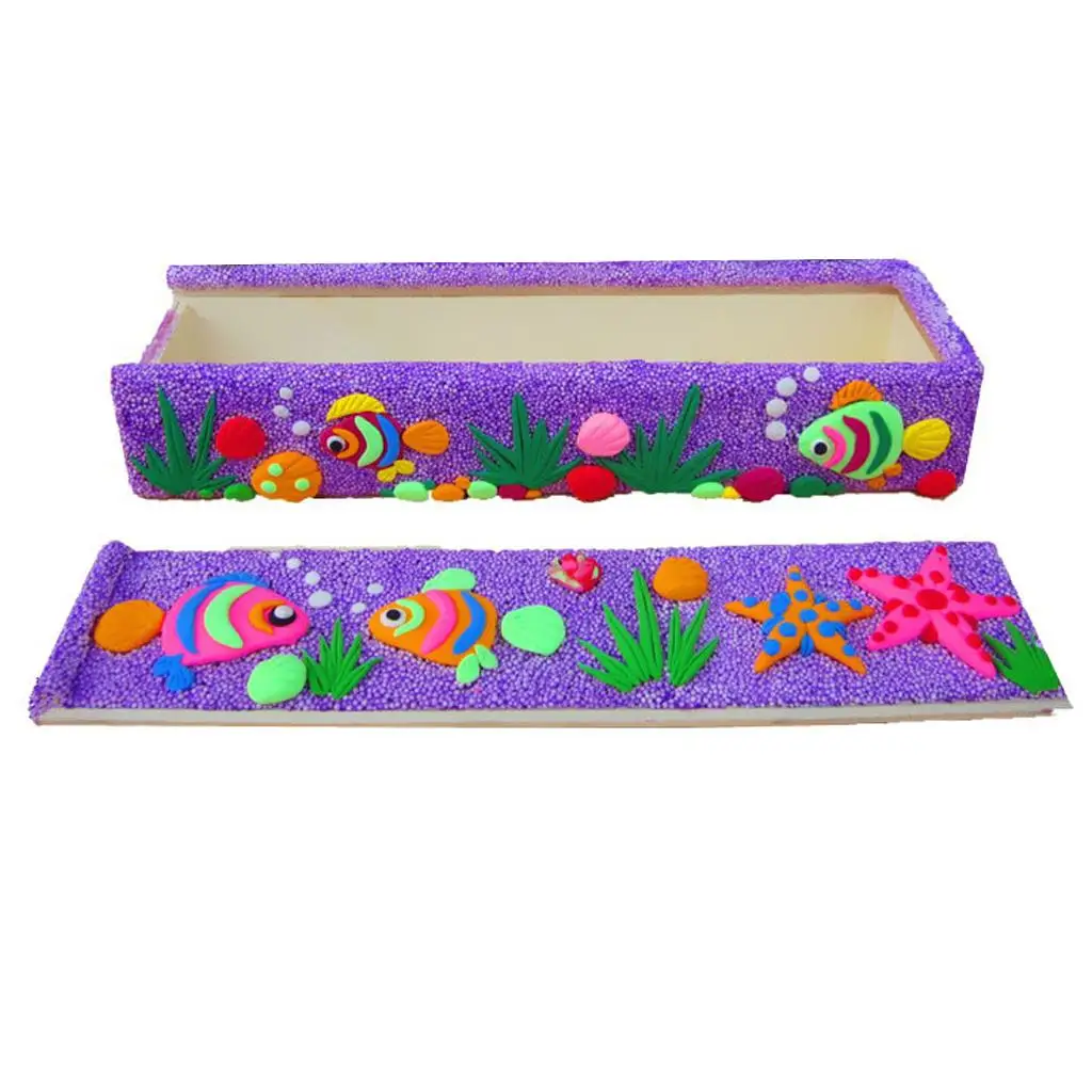 Caja de almacenamiento de madera natural para lápices de niños artesanales - imagen 4