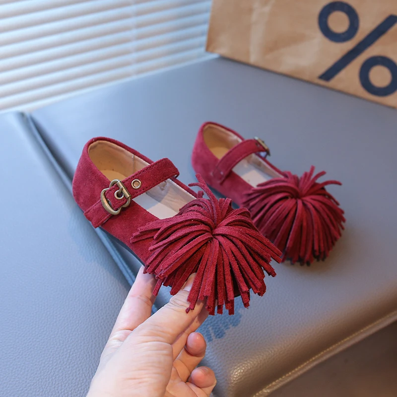 Zapatos antideslizantes tipo princesa para niña con borlas de fiesta - imagen 3