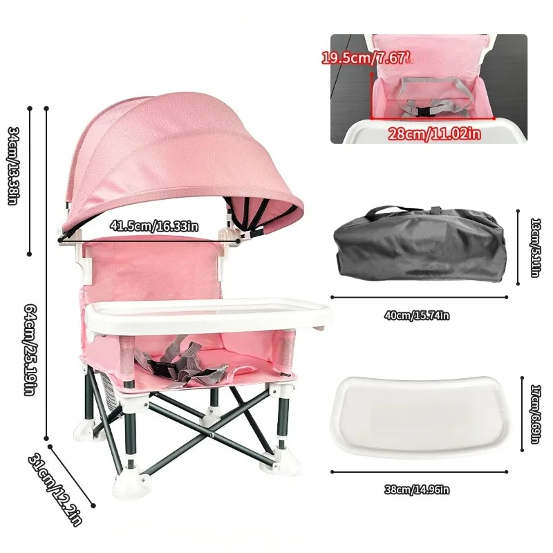 Silla elevadora de comedor infantil Lt con cinturón y bandeja plegable - imagen 3