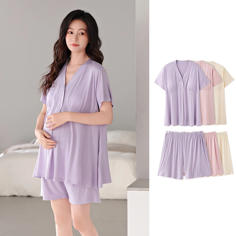 Conjunto pijama de lactancia materna para embarazadas posparto - imagen 4