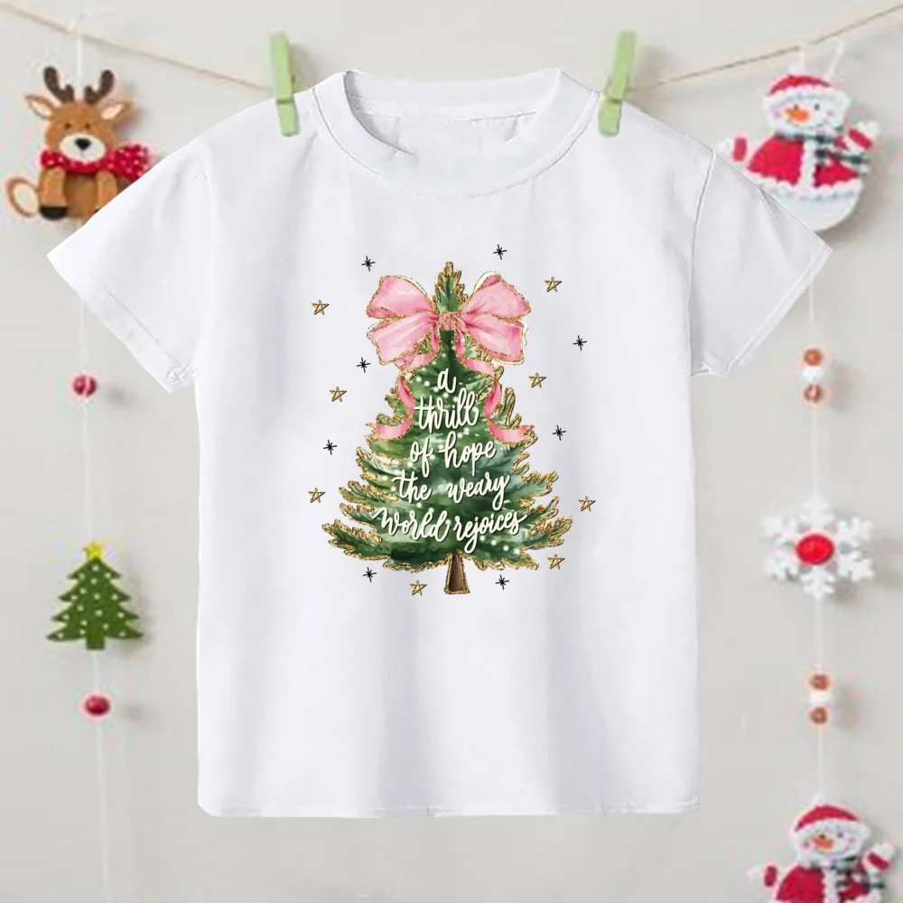 Camiseta navideña con lazo de árbol navideño para niños - imagen 5