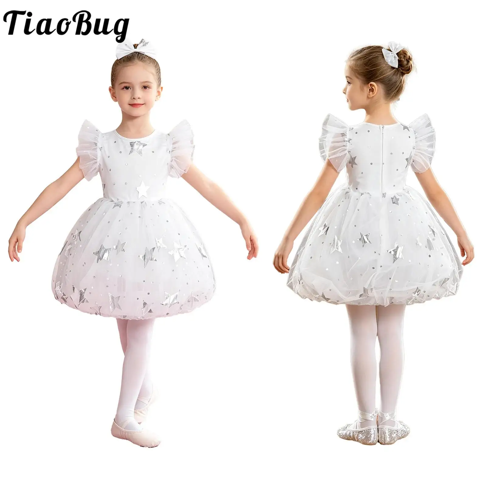 Vestido niña de tul con tutú, volantes y pantimedias para fiesta - imagen 4