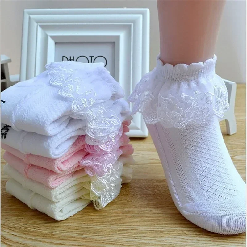 Calcetines de algodón con encaje para bebé niña