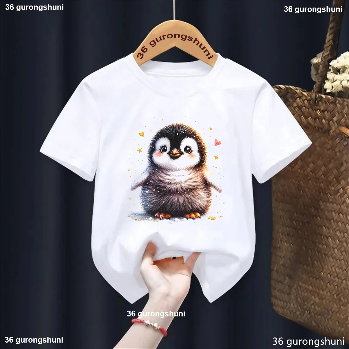 Camiseta infantil de manga corta con pingüinos para verano - imagen 2