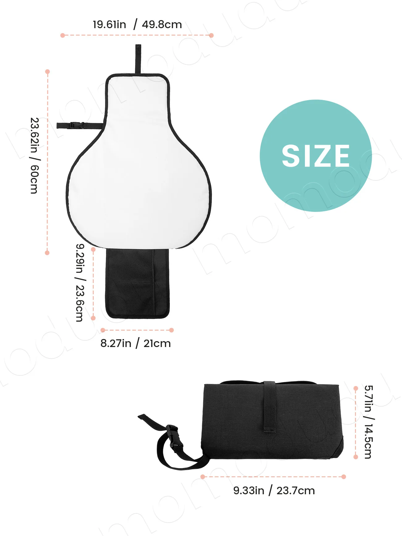 Cambiador portátil impermeable para bebé con bolsillos de viaje - imagen 3