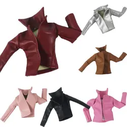 Chaqueta de cuero PU para muñecas BJD, estilo motero