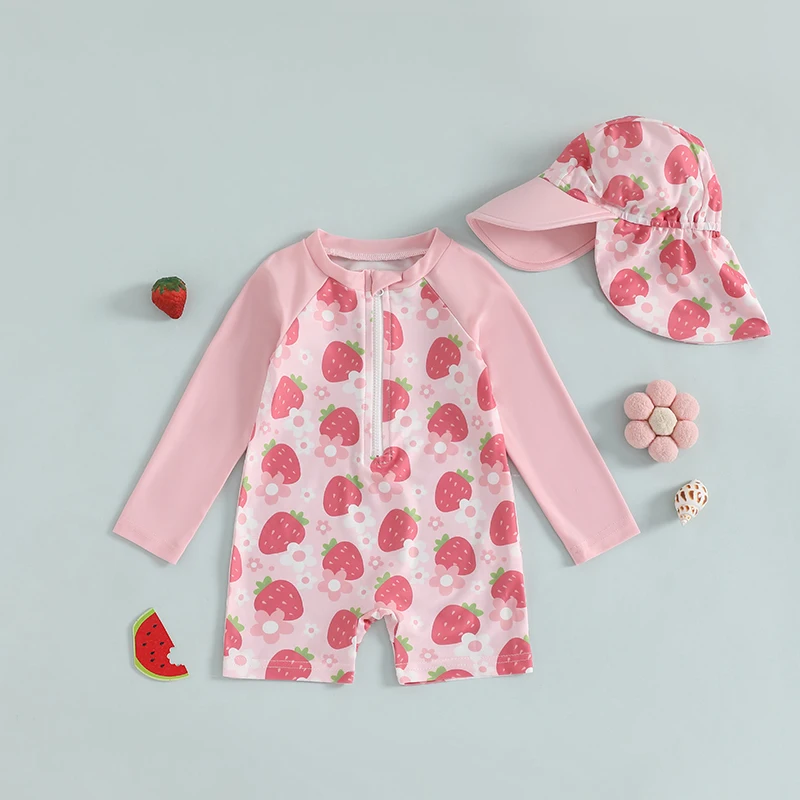 Tregren traje de baño manga larga para niña con estampado floral - imagen 2