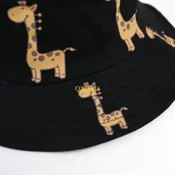 QX2D Baby gorra de cubo de verano con jirafa y gatito
