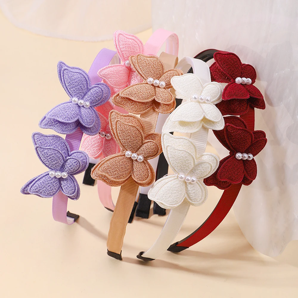 Diadema de pelo con mariposa y perlas para niñas - imagen 2