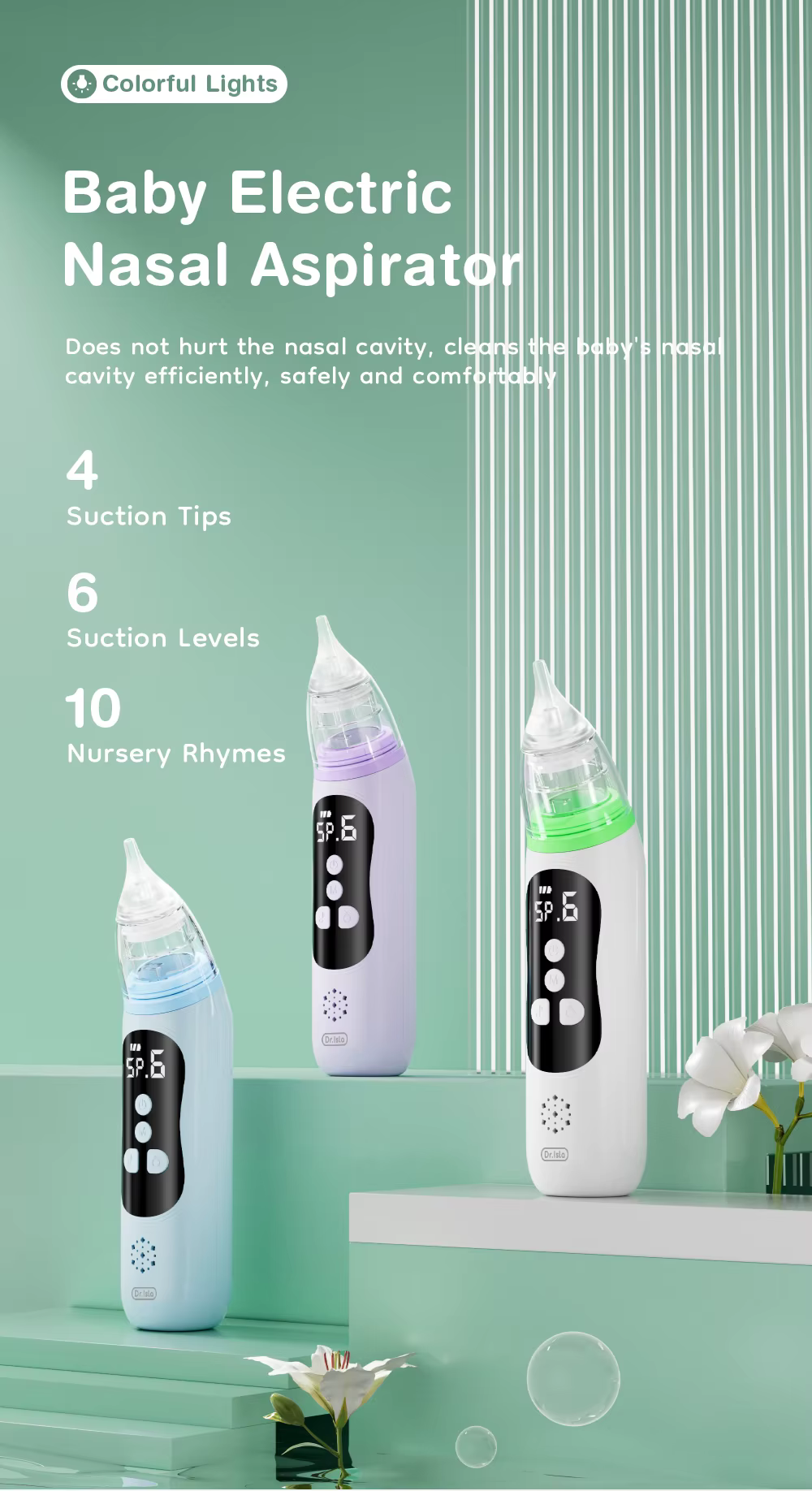 Aspirador nasal eléctrico MAMIJOY con pantalla LCD y boquillas