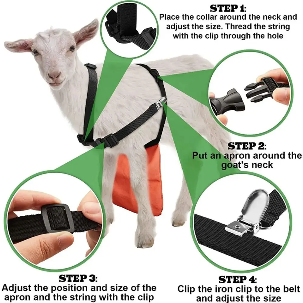 Delantal ajustable para cabras en color negro y naranja