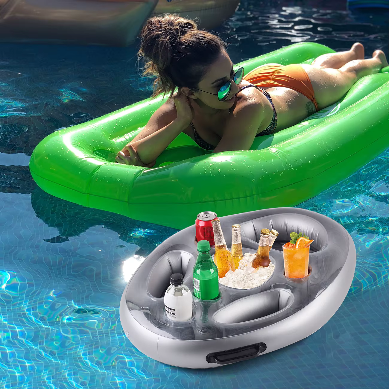 Posavasos hinchable para piscina: bandeja flotante de bebidas - imagen 3